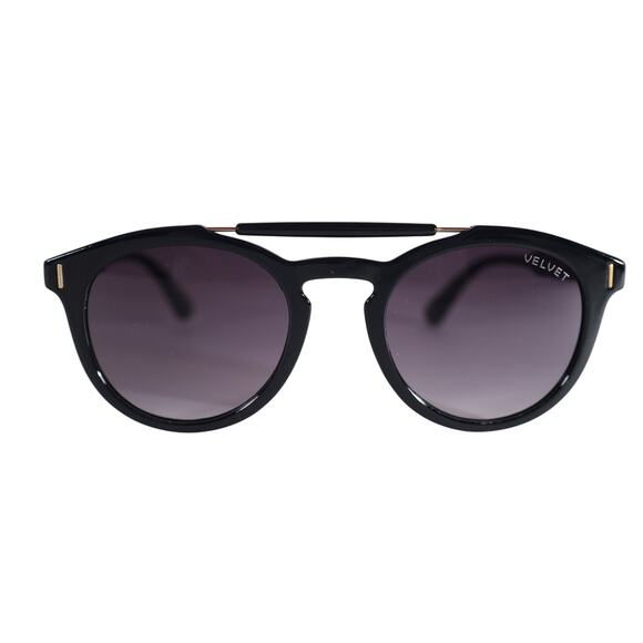 Velvet Eyewear AMELIA Round Aviator Sunglasses - Black / Gray Fade - NWT - Picture 1 of 10